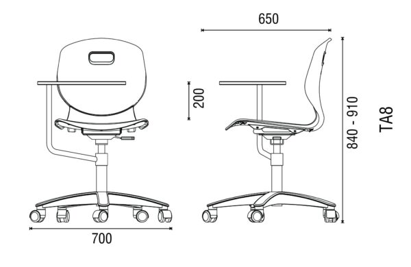 Ghế ARC SWIVEL FIXED WITH ARM TABLET ANTHRACITE - Ảnh 3